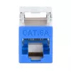 Keystone Jack Intellinet Cat6a 10G blindado sem ferramentas slim, plano, azul, RJ-45, IDC, conector fêmea, dourado