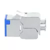 Keystone Jack Intellinet Cat6a 10G blindado sem ferramentas slim, plano, azul, RJ-45, IDC, conector fêmea, dourado