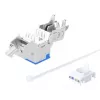 Keystone Jack Intellinet Cat6a 10G blindado sem ferramentas slim, plano, azul, RJ-45, IDC, conector fêmea, dourado
