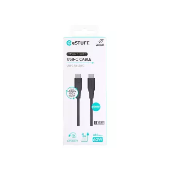 eSTUFF ES604180 Cabo USB USB 2.0 1 m USB-C preto