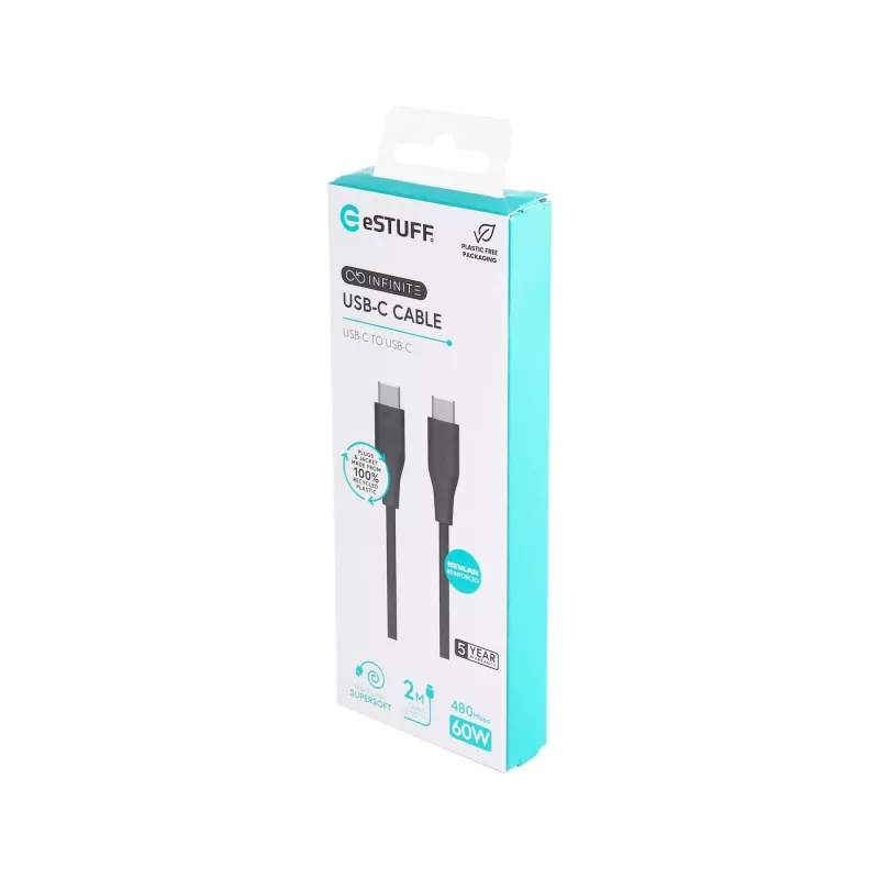 eSTUFF ES604280 Cabo USB USB 2.0 2 m USB C preto