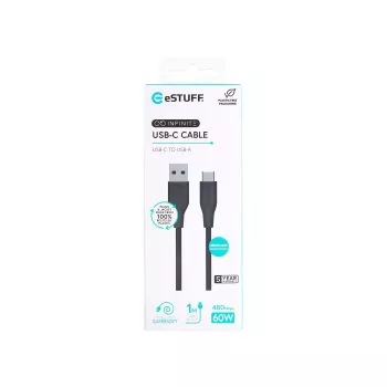 eSTUFF ES605180 Cabo USB USB 2.0 1 m USB-C USB-A preto