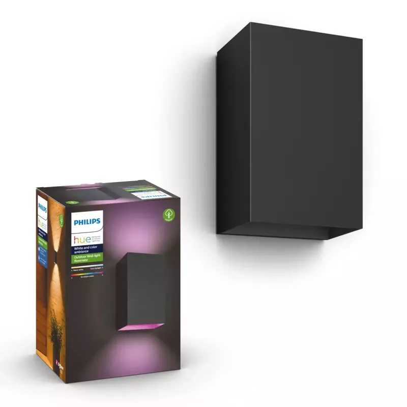 Aplique de parede exterior Philips Hue White and Colour Ambience Resonate LED preto