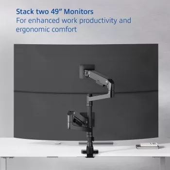 Braço de monitor ACT 49 polegadas Office Premium, mola a gás, montagem em mastro, 2 monitores