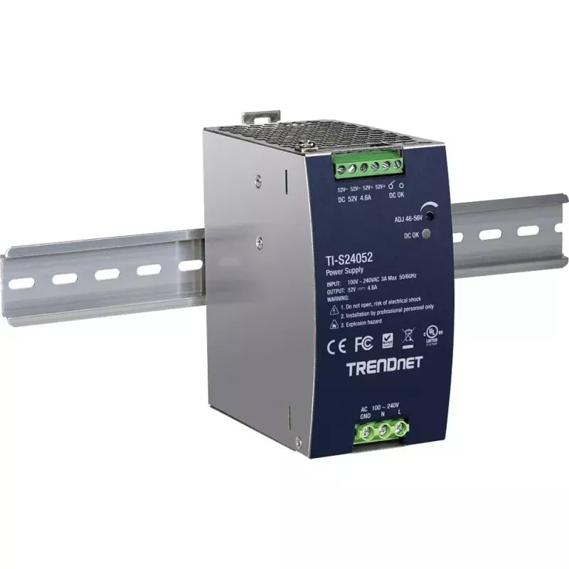 Fonte de alimentação TRENDNET TI-S24052 para switch de rede, 240W, AC 90–264V, proteção: OCP/OPP/OVP/OTP/curto-circuito, preto
