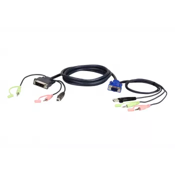 Cabo KVM ATEN VGA USB para DVI 3m preto, azul, verde, rosa
