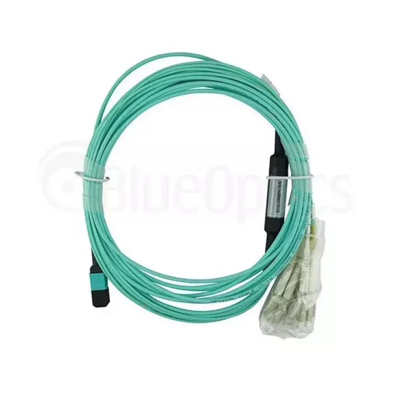 Cabo de fibra ótica BlueOptics 9380014-10M MPO para 4x LC, 10 m, OM3, aqua