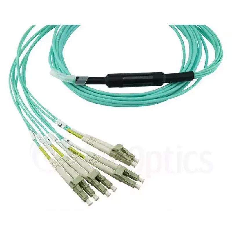 Cabo de fibra ótica BlueOptics 9380014-10M MPO para 4x LC, 10 m, OM3, aqua