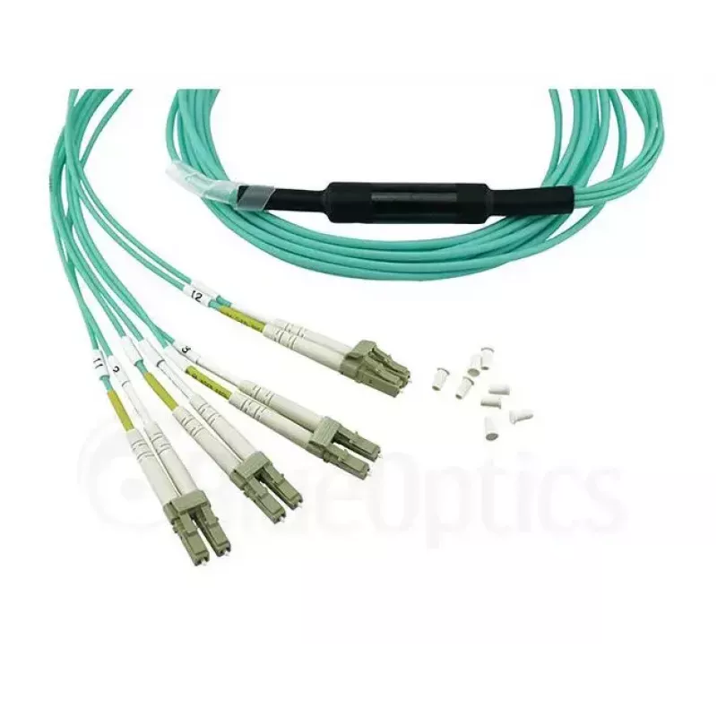 Cabo de fibra ótica BlueOptics 9380014-10M MPO para 4x LC, 10 m, OM3, aqua