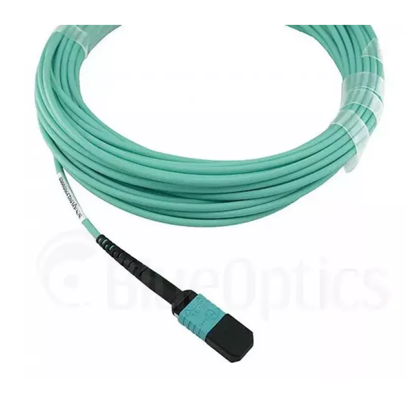 Cabo de fibra ótica BlueOptics OCTCABLE10M-SR 10 m OM3 MPO para 4×LC azul-água