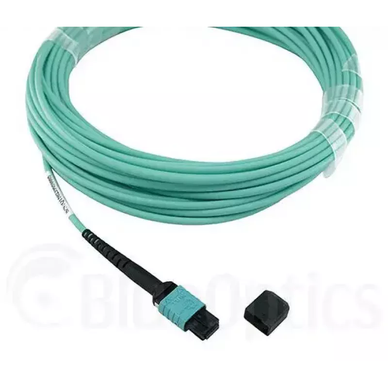 Cabo de fibra ótica BlueOptics OCTCABLE10M-SR 10 m OM3 MPO para 4×LC azul-água
