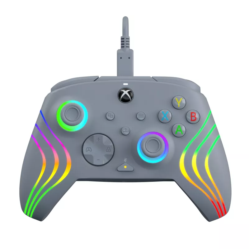 Comando PDP Afterglow Wave cinzento USB analógico / digital PC, Xbox One, Xbox Series S, Xbox Series X
