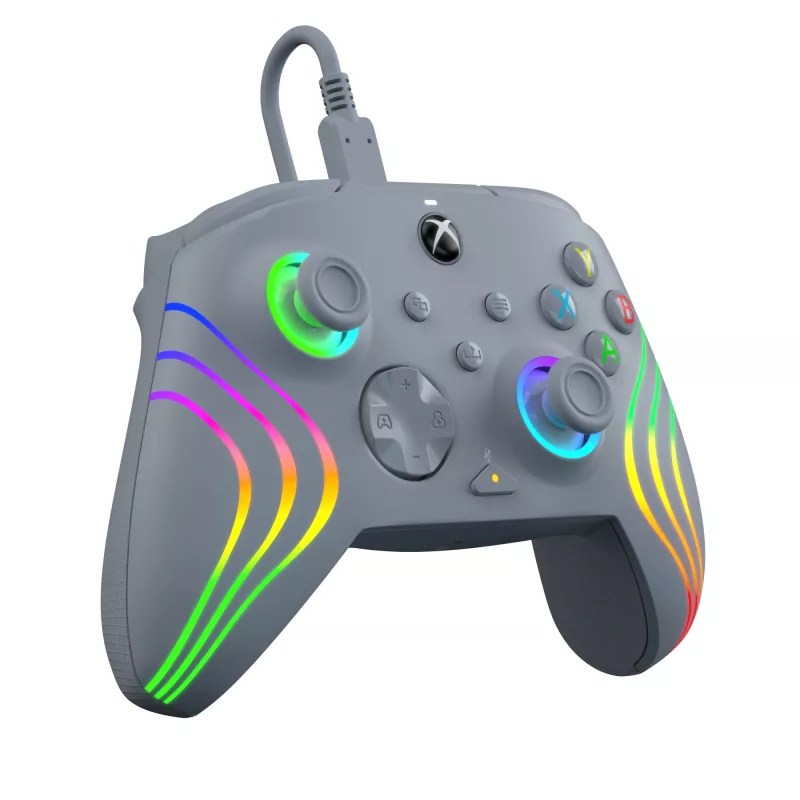 Comando PDP Afterglow Wave cinzento USB analógico / digital PC, Xbox One, Xbox Series S, Xbox Series X