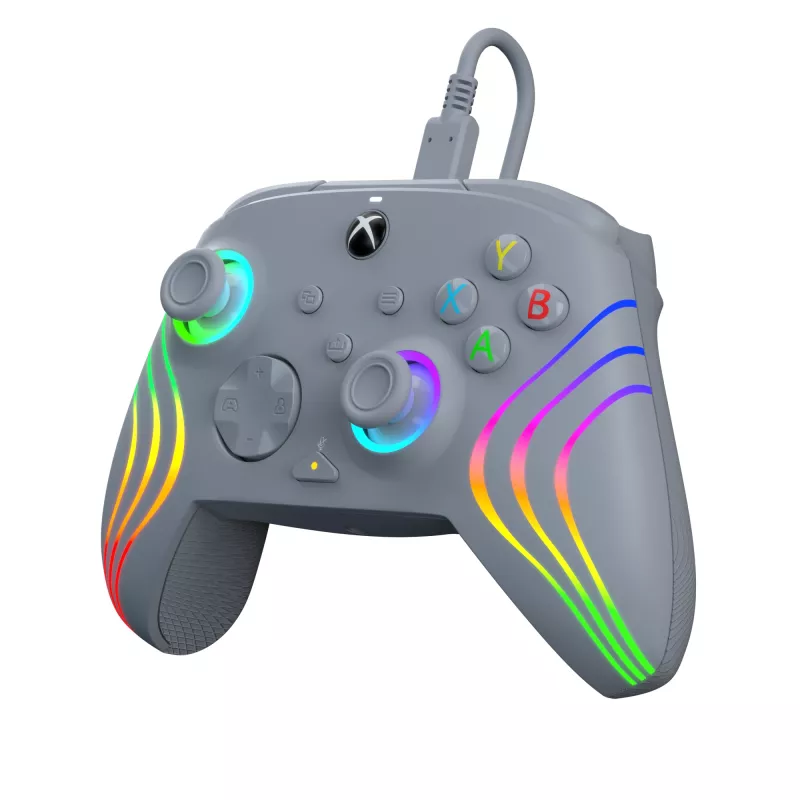 Comando PDP Afterglow Wave cinzento USB analógico / digital PC, Xbox One, Xbox Series S, Xbox Series X