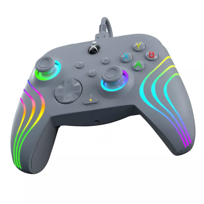 Comando PDP Afterglow Wave cinzento USB analógico / digital PC, Xbox One, Xbox Series S, Xbox Series X