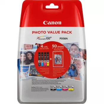 Cartucho de tinta Canon CLI-551XL alta capacidade BK/C/M/Y pack de 4