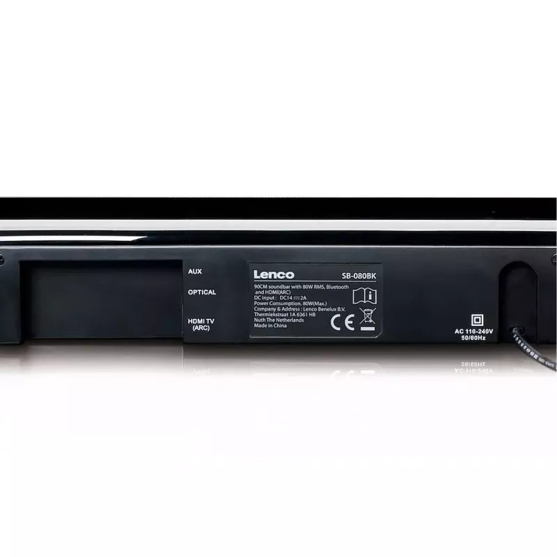 Coluna soundbar Lenco SB-080BK preto 2.1 canais 80 W