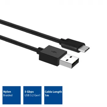 Cabo de carregamento/dados ACT USB 3.2 Gen1 ficha A - ficha C 1 metro, nylon