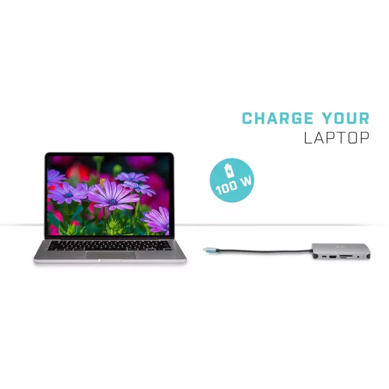 i-tec Metal USB-C Nano Dock HDMI/VGA com LAN + carregador universal 77 W