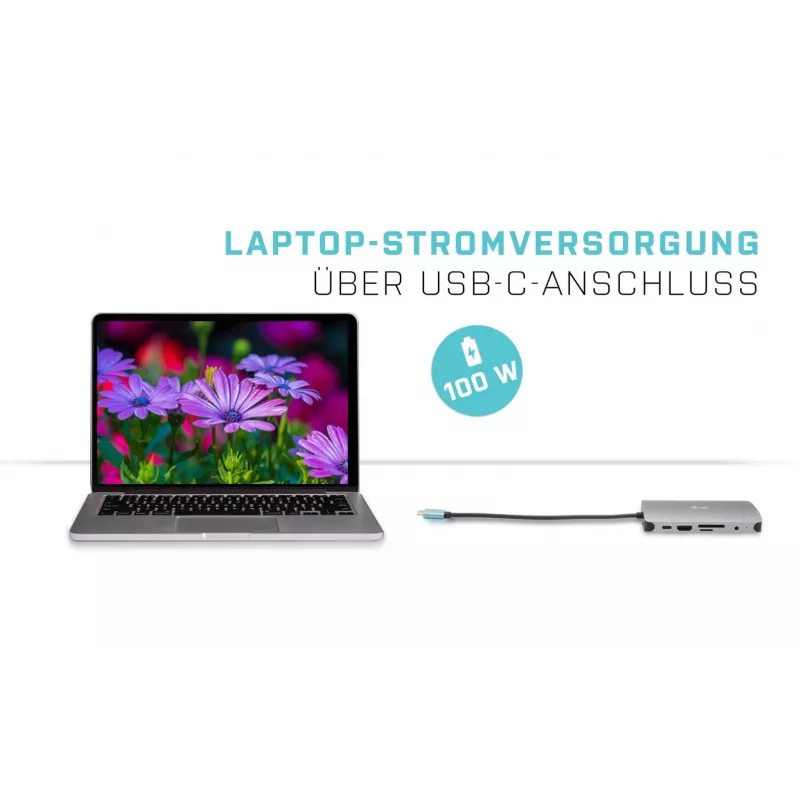 i-tec Metal USB-C Nano Dock HDMI/VGA com LAN + carregador universal 77 W