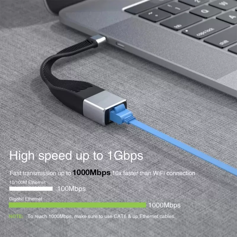 Techly ICOC USBC-RJ45 cabo de rede preto 0,144 m