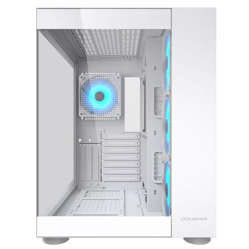 Caixa PC midi tower Cougar FV150 ARGB branca — ATX/Micro-ATX/Mini-ITX, 3x120mm à frente, 1x120mm atrás, 2x3,5