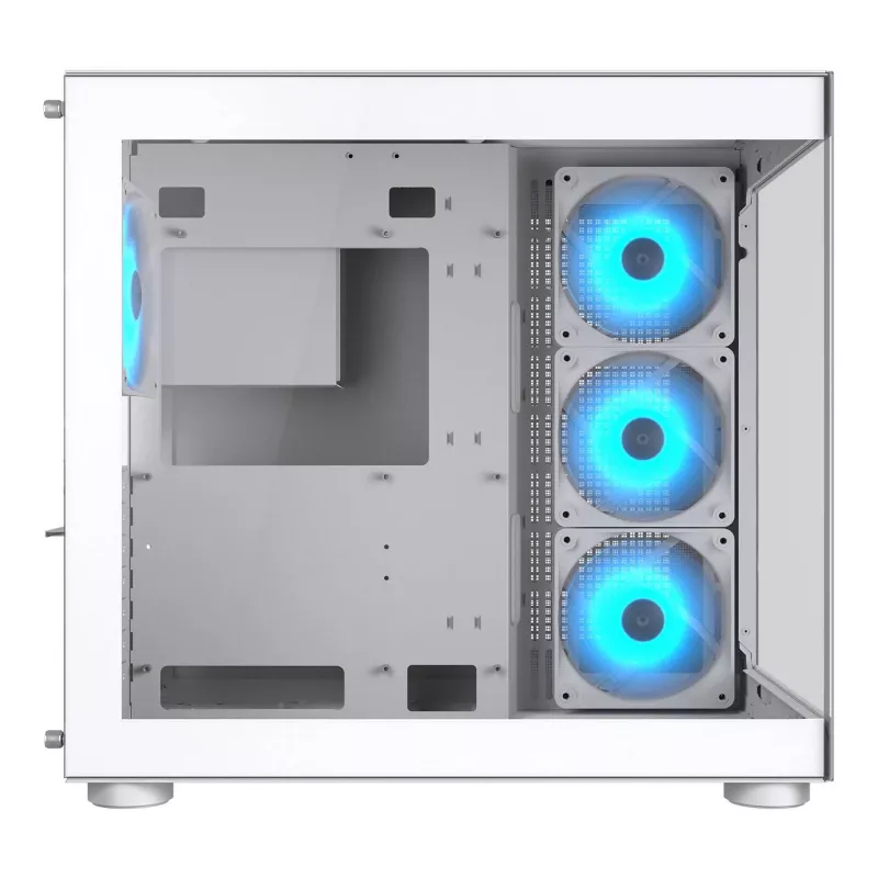 Caixa PC midi tower Cougar FV150 ARGB branca — ATX/Micro-ATX/Mini-ITX, 3x120mm à frente, 1x120mm atrás, 2x3,5