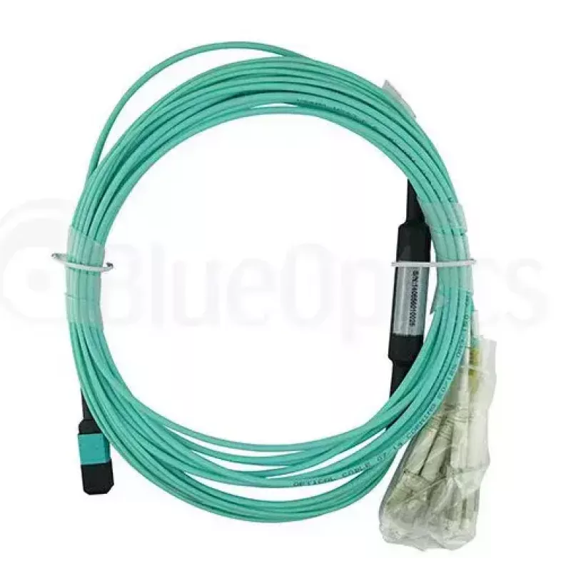 Cabo de fibra ótica BlueOptics MC6709309-010-BO 10 m OM3 MPO para 4×LC (50 µm) aqua