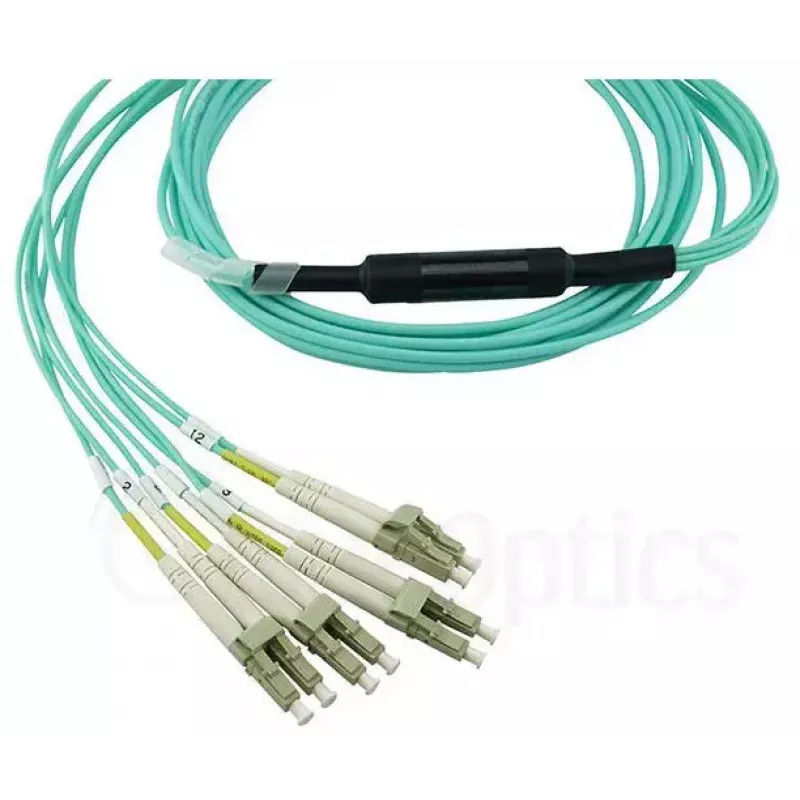 Cabo de fibra ótica BlueOptics MC6709309-010-BO 10 m OM3 MPO para 4×LC (50 µm) aqua