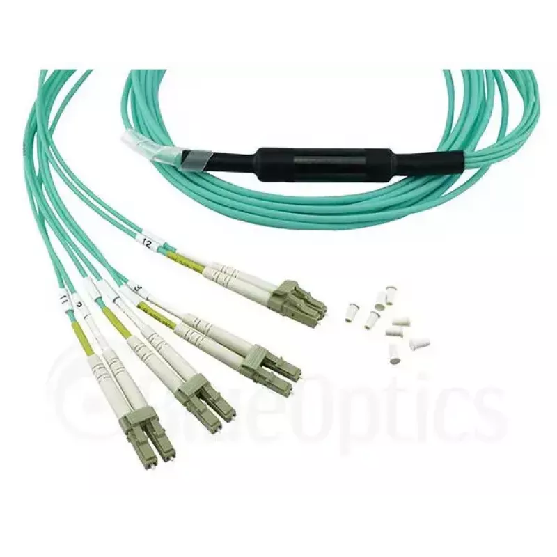 Cabo de fibra ótica BlueOptics MC6709309-010-BO 10 m OM3 MPO para 4×LC (50 µm) aqua