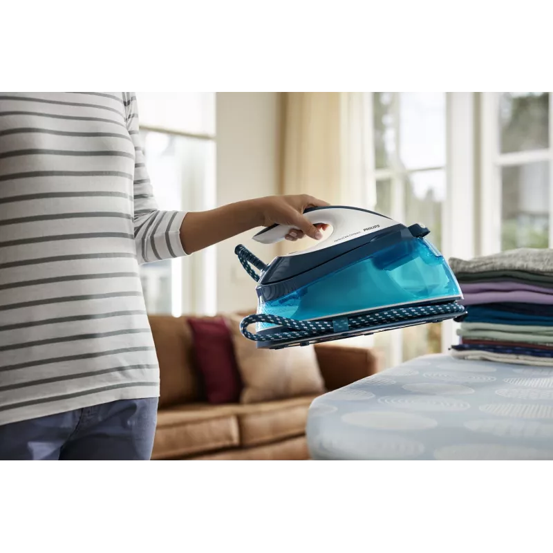Philips GC7840/20 Central de engomar a vapor 2400 W 1,5 L Sem base SteamGlide Azul, Branco