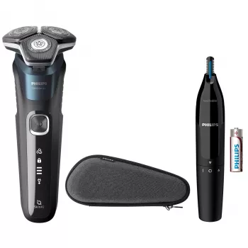 Máquina de barbear elétrica Philips SHAVER Series 5000 S5889/11 Máquina de barbear húmido e seco Máquina de barbear rotativa Lâminas SteelPrecision