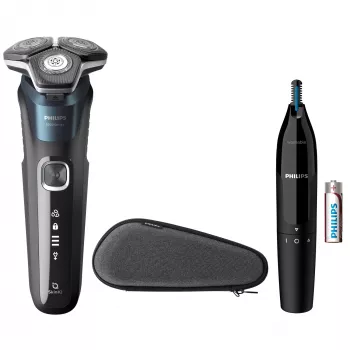 Máquina de barbear elétrica Philips SHAVER Series 5000 S5889/11 Máquina de barbear húmido e seco Máquina de barbear rotativa Lâminas SteelPrecision