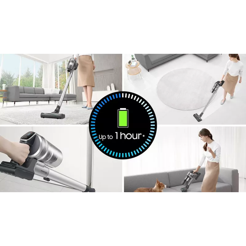 Aspirador vertical com bateria Samsung Jet 60 turbo, seco, sem saco, 0,8 l, 410 W, preto, menta