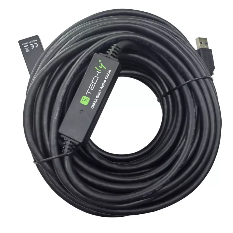 Cabo USB Techly ICUR30200G USB 3.2 Gen 1 (3.1 Gen 1) 20 m USB A preto