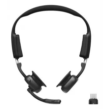SHOKZ OpenMeet UC headset de videoconferência sem fios Bluetooth de condução óssea com adaptador USB-C