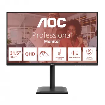 Monitor de computador AOC E4 Q32E4U 80 cm (31,5 polegadas) 2560 x 1440 píxeis Quad HD LED Preto