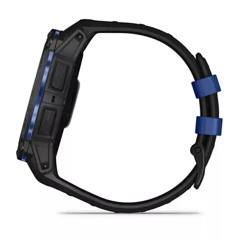 Garmin Instinct 3 AMOLED smartwatch, 50 mm, Black/Bolt Blue, bracelete de silicone (010-03020-03)