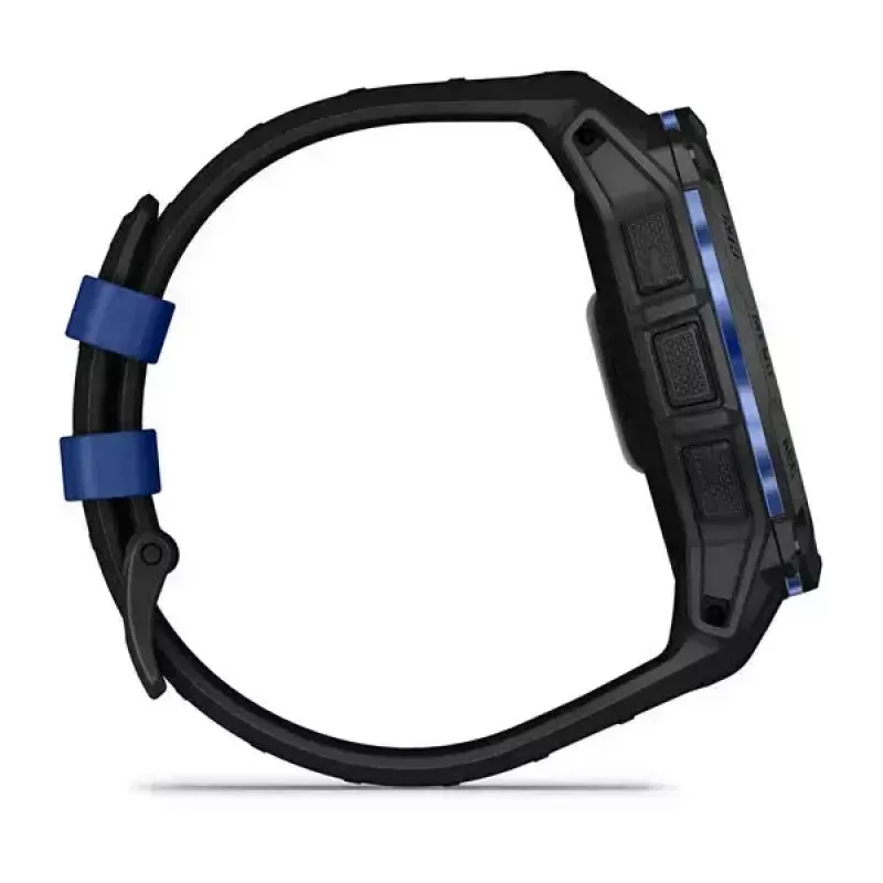 Garmin Instinct 3 AMOLED smartwatch, 50 mm, Black/Bolt Blue, bracelete de silicone (010-03020-03)