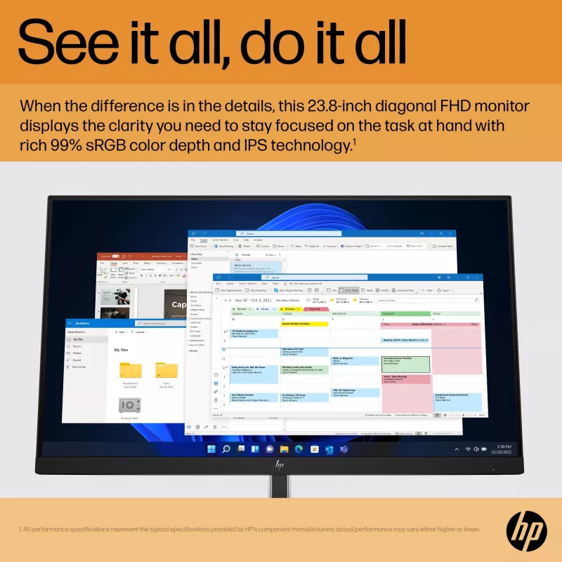 Monitor HP E24 G5 FHD sem PVC, 60,5 cm (23,8 polegadas), 1920 x 1080 píxeis, Full HD, LCD, 5 ms, preto, prateado