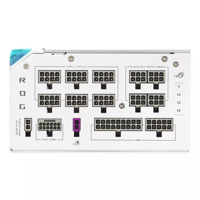 Fonte de alimentação ASUS ROG THOR-1200P3-WHITE-GAMING 1200 W ATX 20+4-Pin, 80 PLUS Platinum, branco