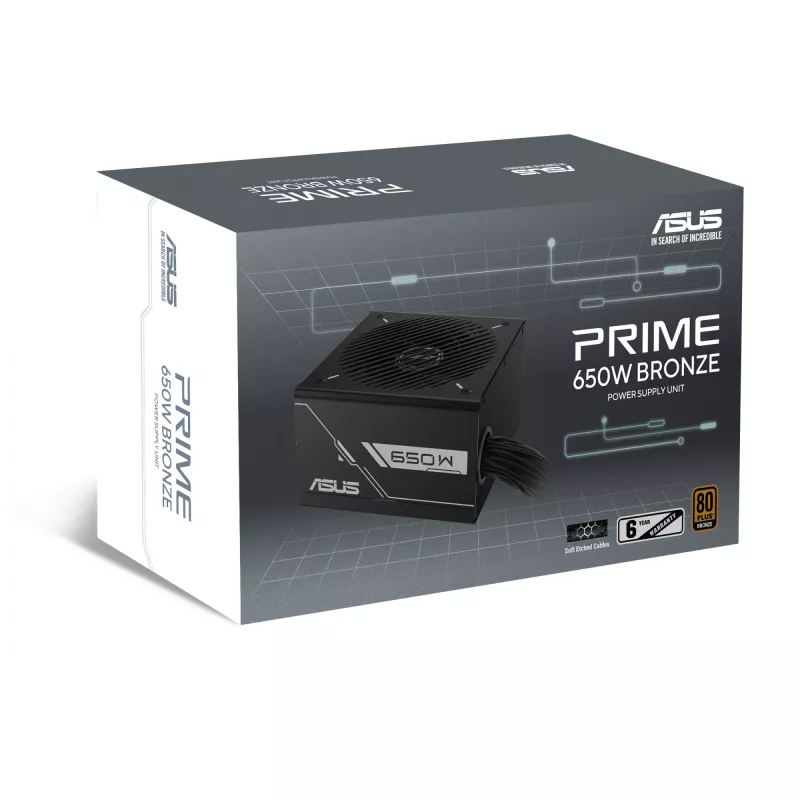Fonte de alimentação ASUS Prime 650W ATX 20+4-Pin, 80 PLUS Bronze, preto, ventoinha de 13,5 cm