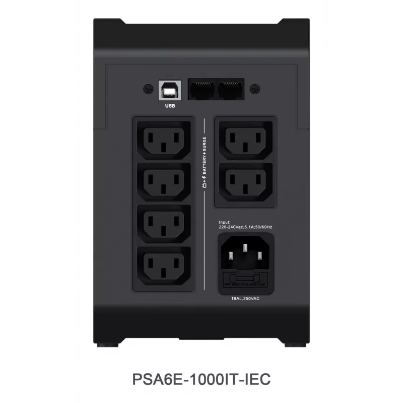 Vertiv PowerUPS 200 Essential PSA6E-1000IT-IEC, 1000VA/525W, Line-Interactive, 1 kVA, 525 W, senoidal, 140 V, 290 V