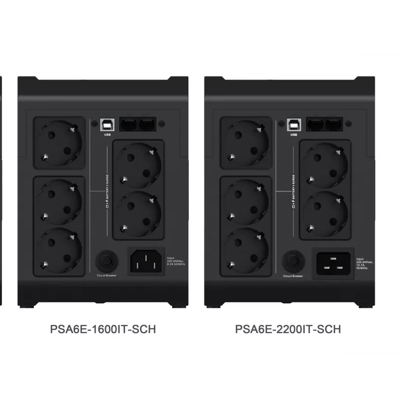 Vertiv PowerUPS 200 Essential PSA6E-1600IT-SCH, 1600VA/925W, Line-Interactive, 1,6 kVA, 925 W, senoidal, 140 V, 290 V
