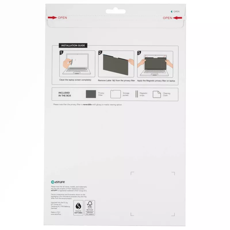 Película de privacidade sem moldura eSTUFF GLBM15351204 39,6 cm 15,6