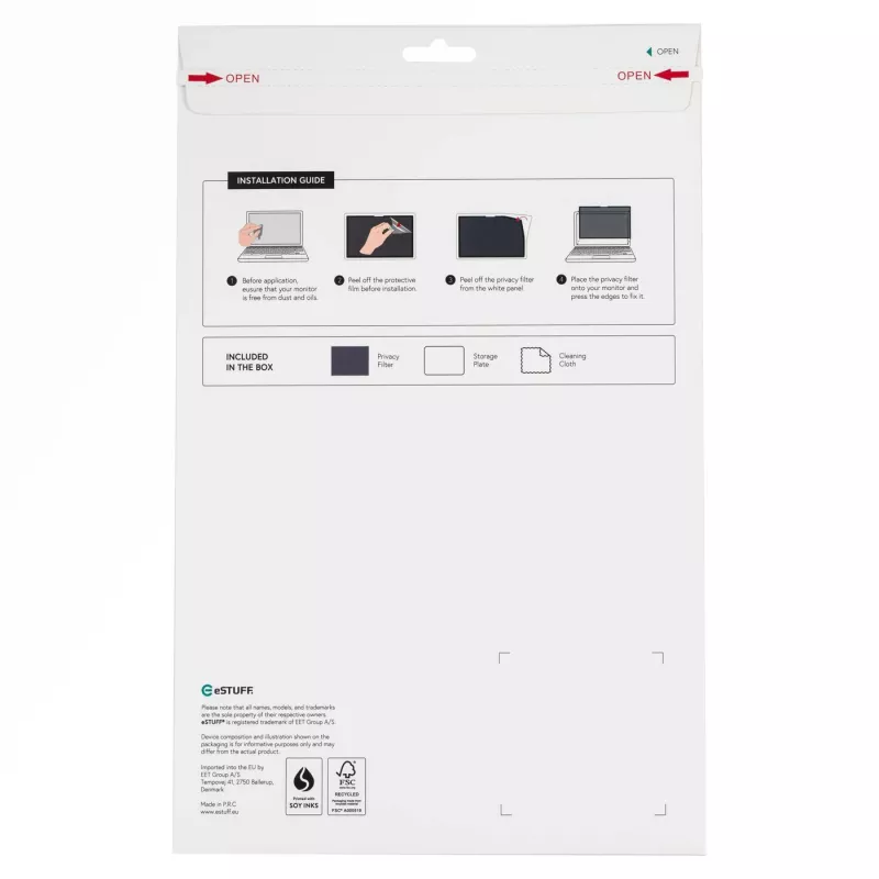 Filtro de proteção de ecrã sem moldura eSTUFF GLBW15336234 38,1 cm 15