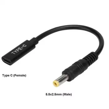 Adaptador de cabo CoreParts MBXUSBC-CO0005 USB C 5,5*2,5 mm preto