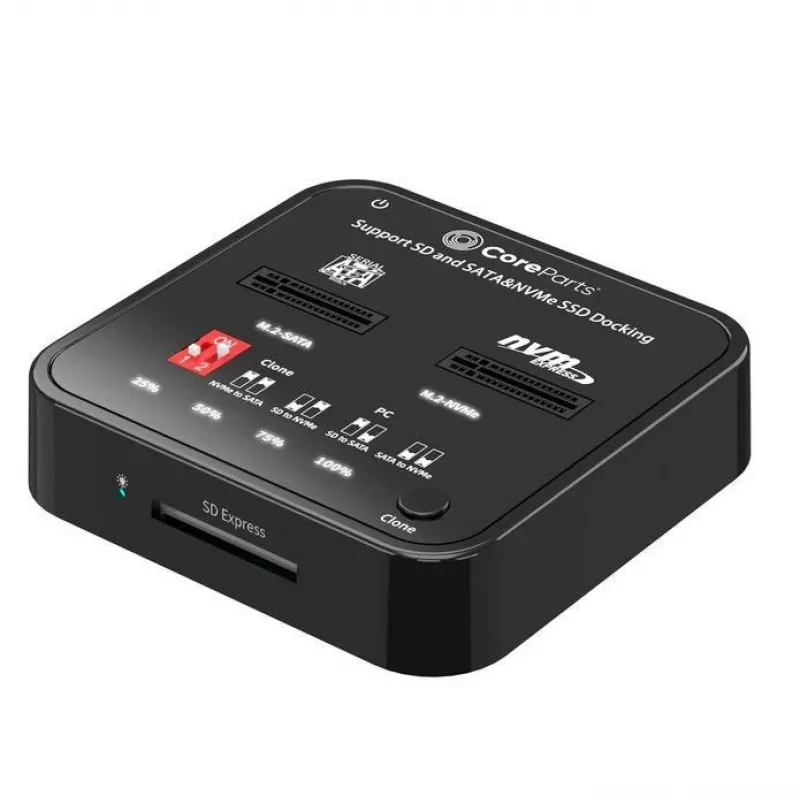 Duplicador de media CoreParts MS-CLONER-M2-SD preto USB Type-C M.2