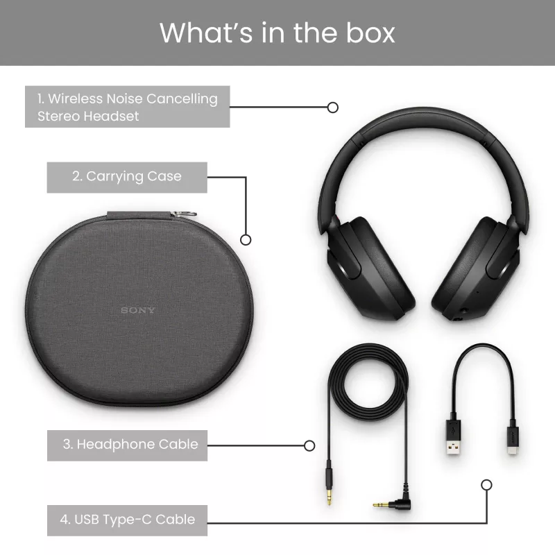 Sony WH-XB910N - preto, sem fios, chamadas/música, 7 - 25000 Hz, 252 g, Auscultadores, preto