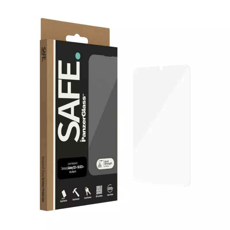 Proteção de ecrã PanzerGlass SAFE. da ® Samsung Galaxy S22 Plus S23 Plus Ultra-Wide Fit resistente a riscos e choques